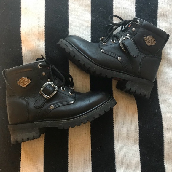 Harley-Davidson Shoes - Leather Harley Davidson Moto Ankle Boots Sz 7